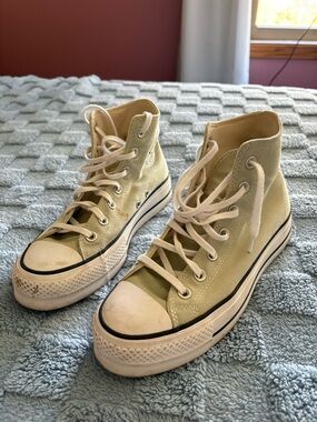 Converse High-Top Canvas Sneakers in Light Olive Green